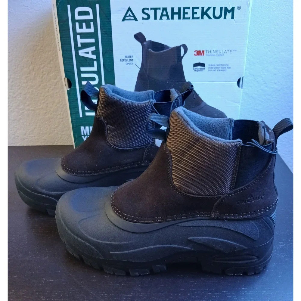 Staheekum Mens Yukon Ankle Boot Brown Insulated Waterproof Winter Snow Boots NEW